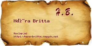 Héra Britta névjegykártya